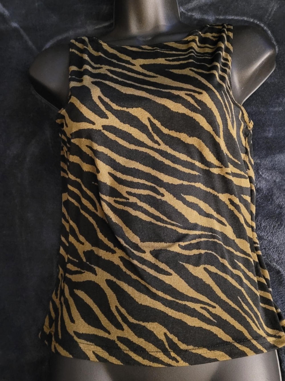 Women’s Zebra-Print Tank Top in Black and Brown